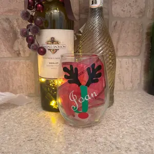reindeer Stemless wine glass personalized