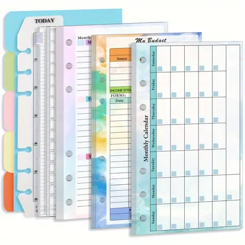 Comprehensive 82-Sheet Organizer Pack: 6-Hole Planner Refills, Planner Notebook, Spiral Bound Productivity Planner, Monthly/Weekly Budget, Weekly Planner Pad, Weekly Planner Notepad, Weeks Planner, Binder Pocket & Sticker Rulers, Schedule Planner