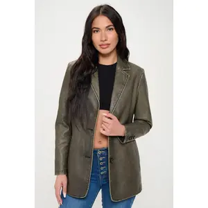 Soho Single-Breasted Vegan Leather Blazer (Online Only)