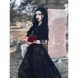 Black Lydia wrap dress in Flocked Spiderwebs