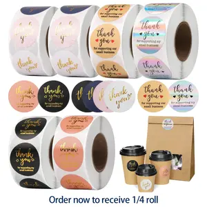 Thank You Sticker Labels, High Adhesive Stickers, 500pcs/roll Self Adhesive Label Sticker, Gift Decorative Sticker for Envelope, Bubble Mailer & Gift Bag Packaging, Sticky Labels