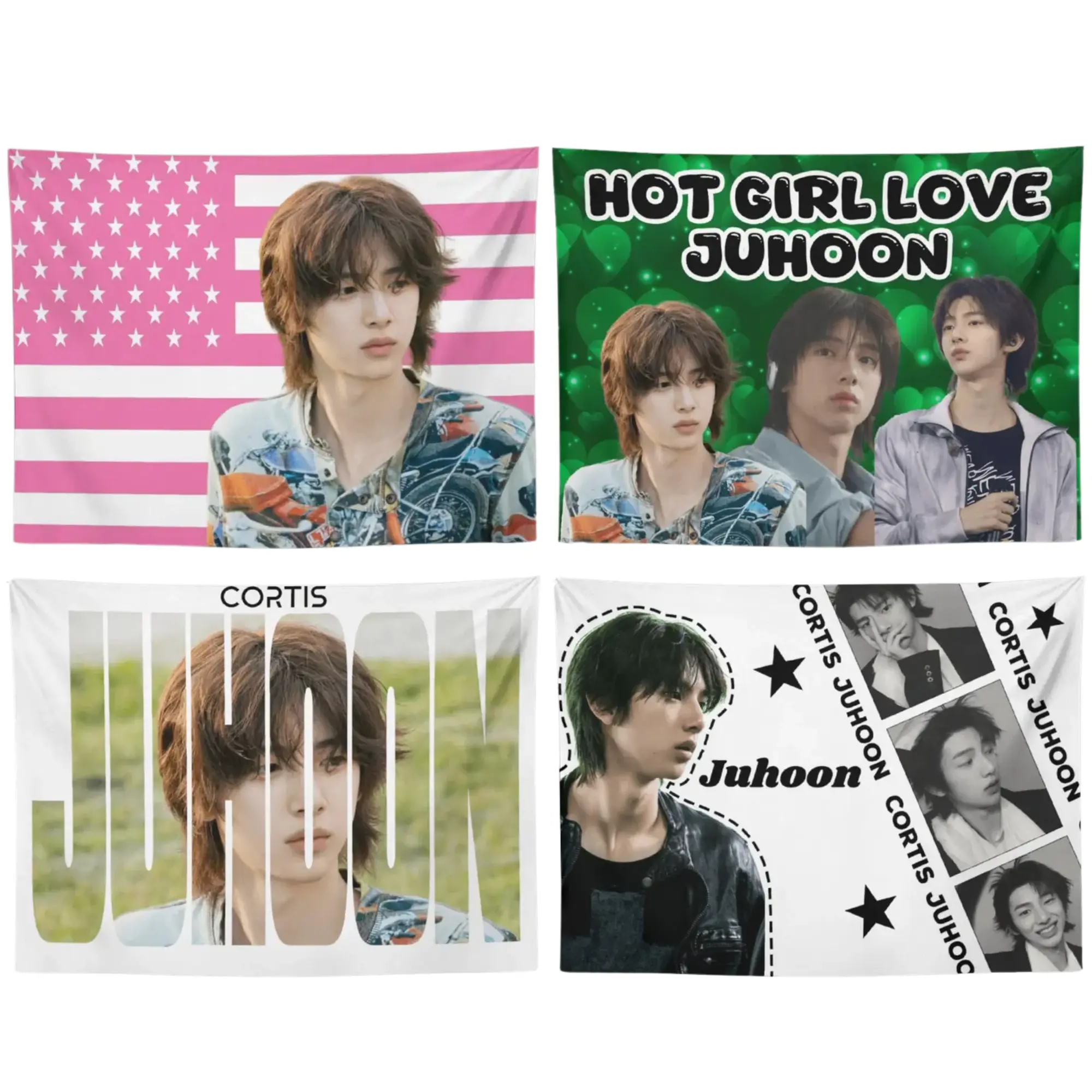 Juhoon Kpop Polyester Digital Print Wall Flag Tapestry - 5 Sizes (30"x40" to 60"x90") - Wrinkle Resistant Home/Office Room Decor Decoration - Gift for Kpop Fans, Synthetic