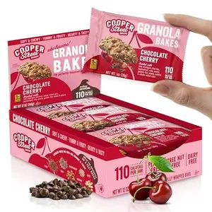 Cooper Street Granola Bakes - Chewy Breakfast Granola Bars with Chia, Flax, Buckwheat and Oats - Chocolate Cherry Individually Wrapped Nut & Dairy Free On-The-Go or School Snacks - 12 Bars, 1oz each