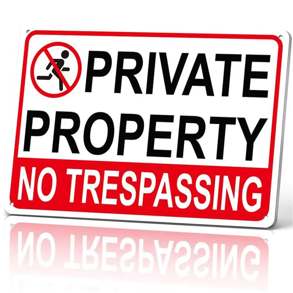 12x8 in Aluminum Private Property No Trespassing Sign - Vintage Warning Tin Plaque for Home Yard Decor, Retro Wall Art for Security, Aluminium