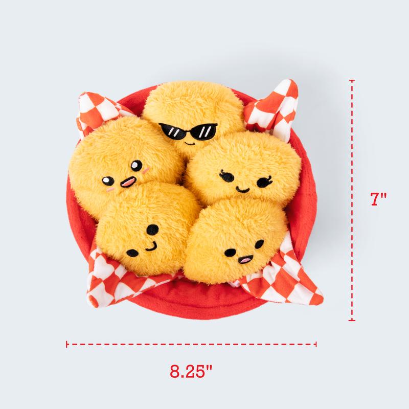 Emotional Support Nuggets - 5 Squishy Nuggets in Basket, Soft Adorable Plush Toys Perfect Gift for All Ages, Cute V-day Present for Kids