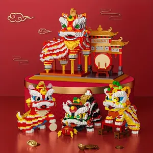 Creative Series Chinese Style Building Blocks - Build Your Own Chinese Lion Dance Ornaments - Celebrate Chinese New Year Gift Toys