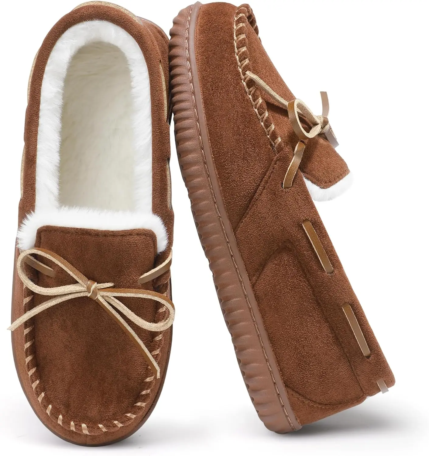 SHOESLOCKER Women's Slide Moccasin Slippers - Memory Foam, Fuzzy Faux Fur Lined, Comfy Indoor-Outdoor Footwear, Casual Wear, Outdoors, Furry Liner, Cushioned, Indoors, Slip On, Easy On & Off Slip-Ons