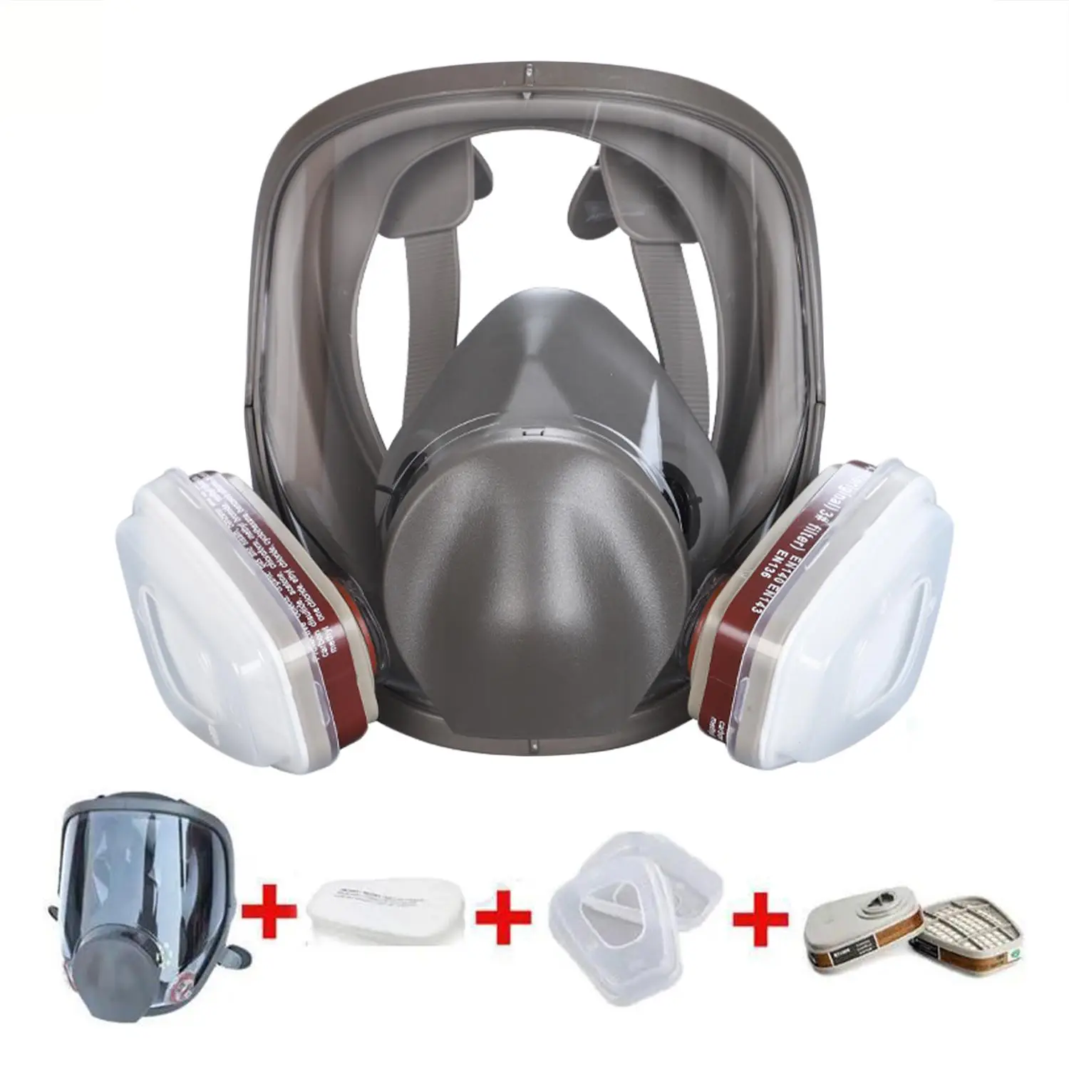 7 in 1 Full Face Mask, Safety Reusable Dustproof & Anti-chemical Paint Mask, Easy To Pull-in Silicone Sealed Mask for Outdoor Sports, Construction Gea