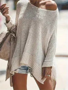 Women's Simple Fashion Casual Daily Sweater, Loose-Fitting Plain Knitwear, All Seasons Wear, Comfortable Everyday Clothing