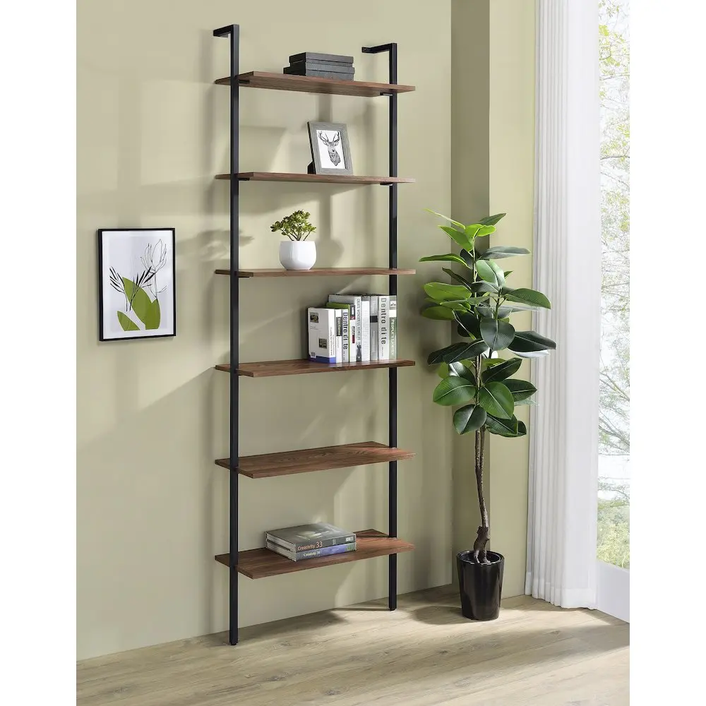 Owens 96-inch 6-shelf Wall Bookshelf Walnut