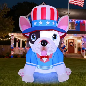 GOOSH 5FT 4th of July Inflatable Patriotic Puppy Dog with LED Lights, Independence Day Outdoor Yard Decoration for Lawn Garden Party Decor