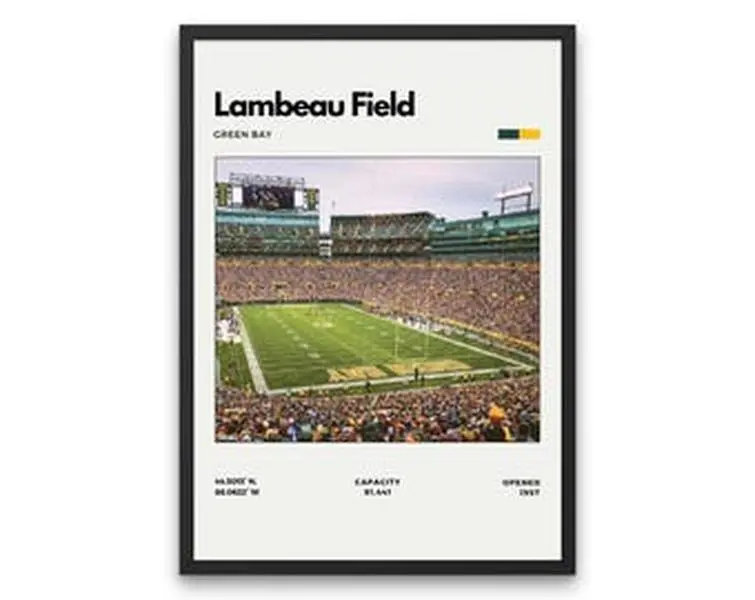 Lambeau Field Poster – Home of the Green Bay Packers, Office Print, Games Room Print, Bedroom Print, Basement Print