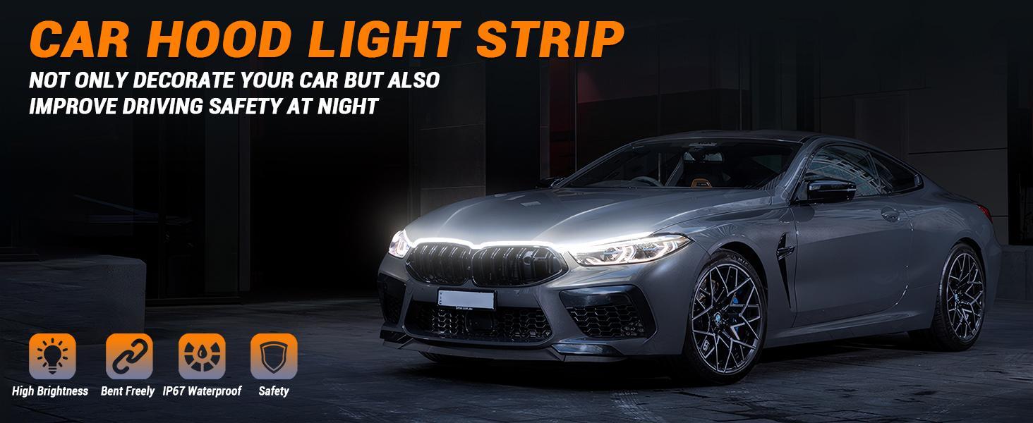 DIBMS 71 High Brightness Automotive Hood Gap LED Strip - Ambient Lighting Package with Unique Daytime Running Light Design, Easy Installation, 12V-Ice Blue eclipse  led  lights
