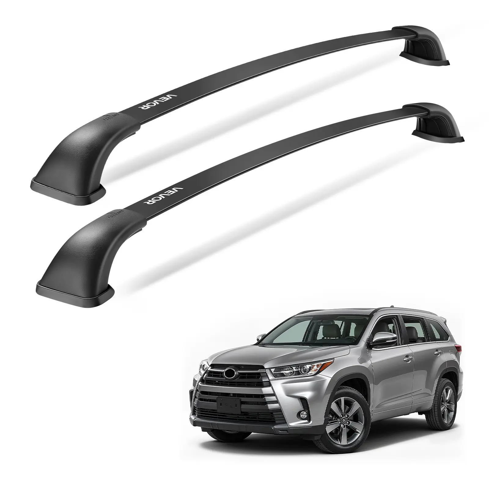 【DealsForYouDays】VEVOR Cross Bars Roof Racks, 165lbs Capacity, Compatible with Toyota Highlander 2014-2019 XLE, Limited, SE with Flush Roof Rails, Heavy Duty Aluminum Crossbar Racks Roof Rail Rooftop Luggage Canoe