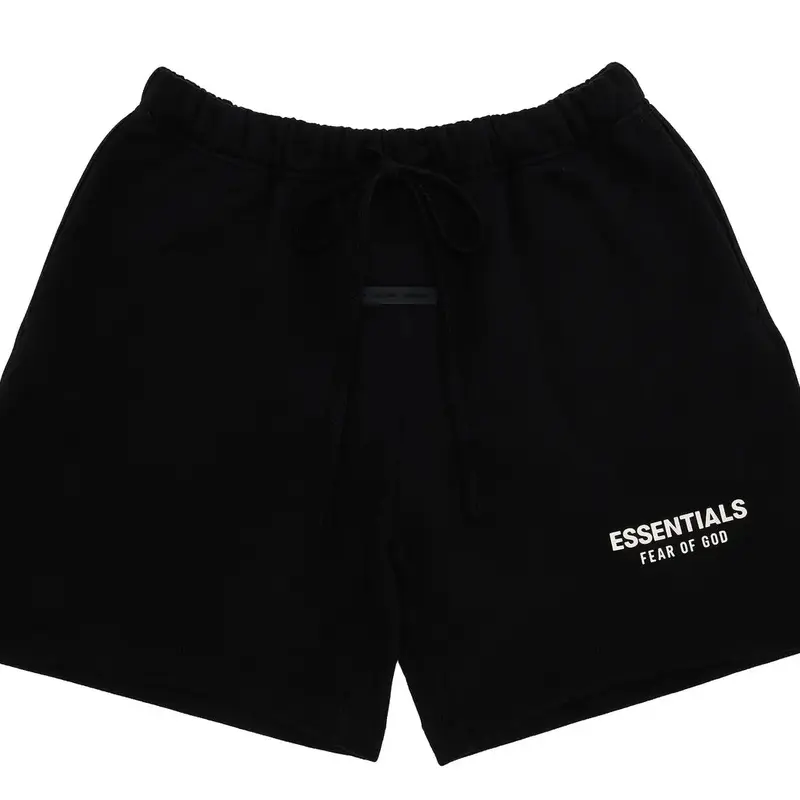 Fear of God Essentials Jet Black Oversized Mens Casual Fit Shorts - 100% Authentic Streetwear Men's Bottoms, New Summer Apparel, New with Bag