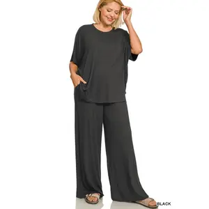 998 Weekend Vibe Ribbed Lounge Set PLUS Zenana SM-3X