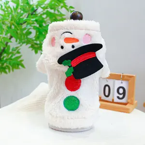 Pet Clothes Dog Cat Apparel Fleece Lined Thickened Snowman Coat