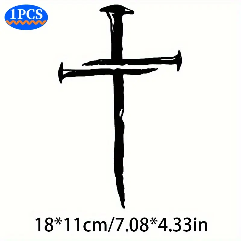 Men's Bold Religious Cross Vinyl Iron-On Heat Transfer Decal, 1Pc Customized Craft Sticker for DIY T-Shirts, Jeans, Short-Sleeve Tops, Bold Religious Pattern, Heat Transfer Sticker