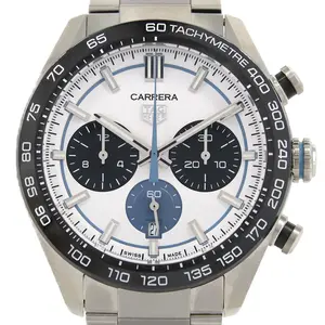 Pre-owned tag heuer Stainless Small Leather Goods Carrera Chronograph Sleek Limited Steel Automatic