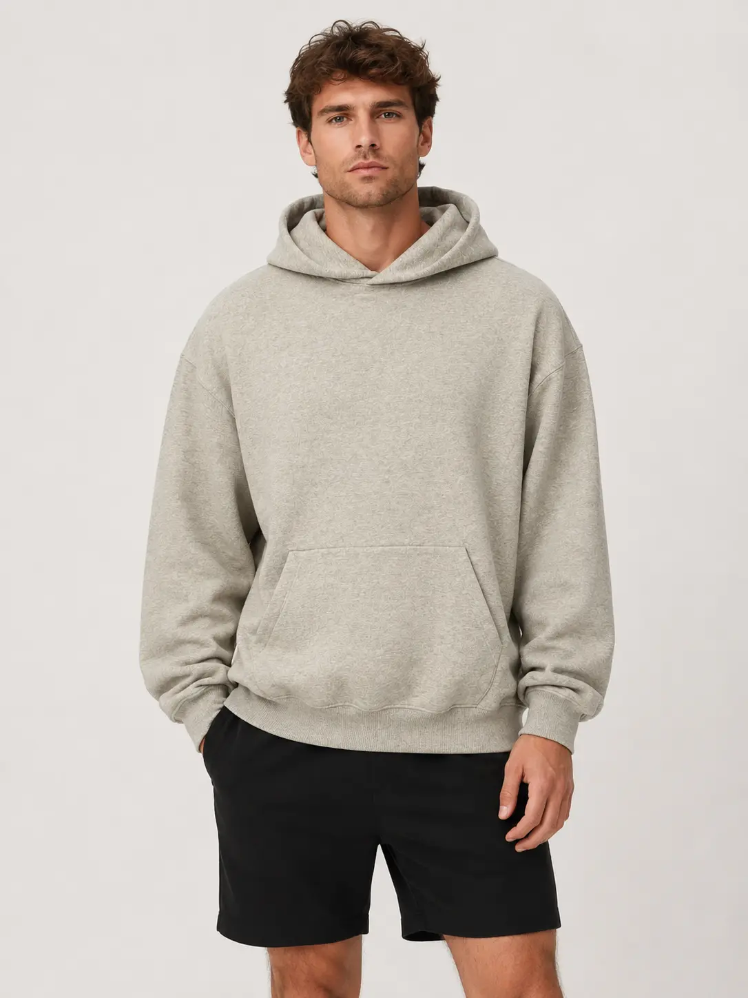 Heavyweight Fleece Hoodie Unisex Casual Pullover Streetwear Loose Fit Cozy Sweatshirt Heather Dark Gray