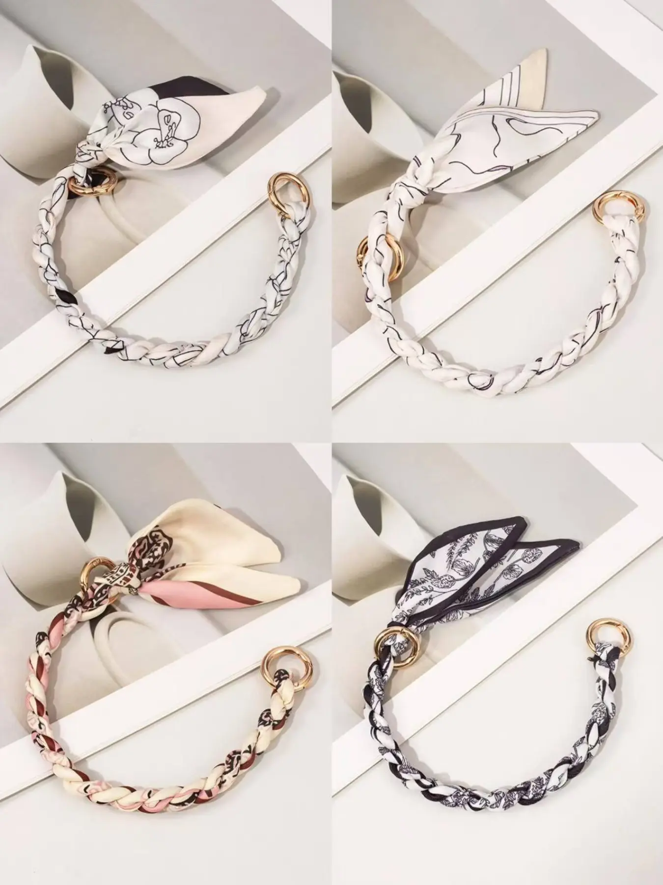 Handbag with Decorative Chain, High-End Silk Woven Bag Strap, Shoulder Bag Accessories, Versatile Replacement Chain, All Seasons, Handbag Accessory, Chain for Purse
