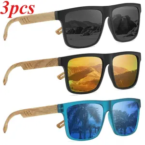 3-Pack Hot Selling Style Wood Grain Retro UV Protection Sunglasses – Spring Temples, Trendy and Stylish, European and American Style Sunglasses (Model: 626)