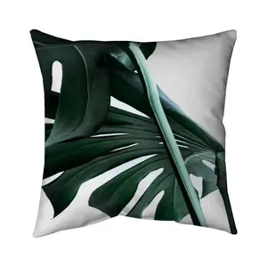 360 Stand Monstera Deliciosa Monstera Leaf Pillow, 16x16 in, Botanical Green Floral Design, Nature-Tropical Vibe, Polyester Fill, Home Decor Textile Soft Furnishing
