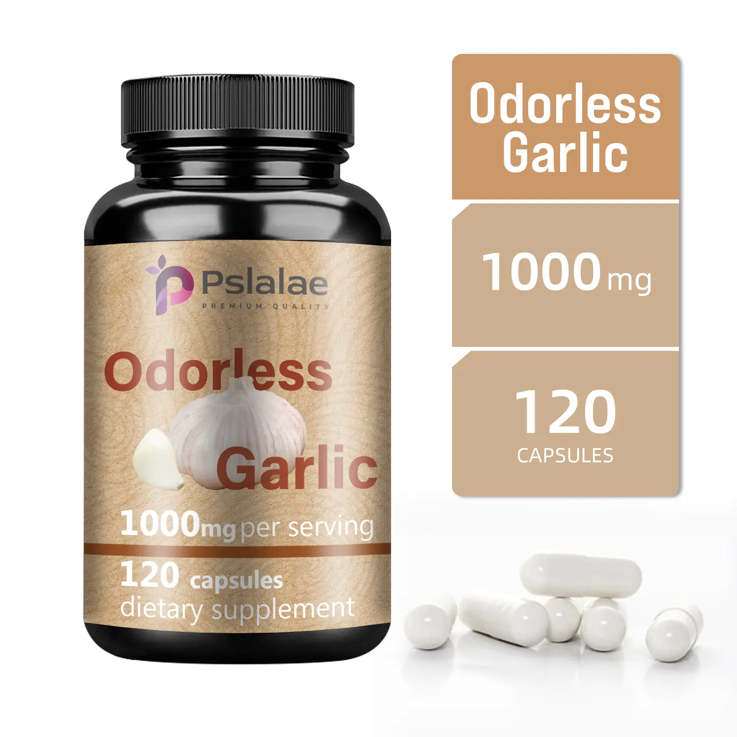 Pslalae - Garlic Capsules - Get the Power of Odorless Garlic - With Garlic Extract - Gluten-Free, Non-GMO