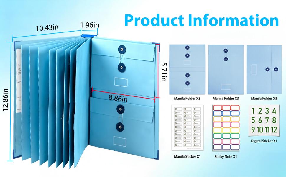 Important Document Folio – Life Organizer for Home Records, Acid-Free File Holder with Guided Labels, Expandable Binder for Social Security Card Medical Records Birth Certificate