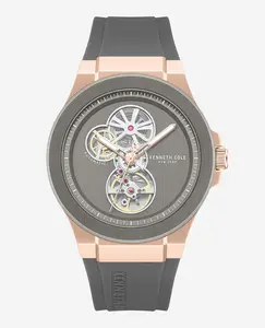 Skeleton Automatic Rose Gold Silicone Strap Watch
