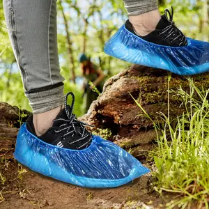 60 Pack (30 Pairs) Shoe Covers - Boot Covers Plastic Disposable Waterproof Shoe Covers for Men and Women Fits All Sizes of Shoes for House Cleaning