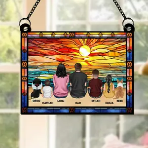 Custom Family Name Suncatcher Ornament, Personalized Family Members Suncatcher, Window Hanging Decor, Gift Idea for Family, Friend, College