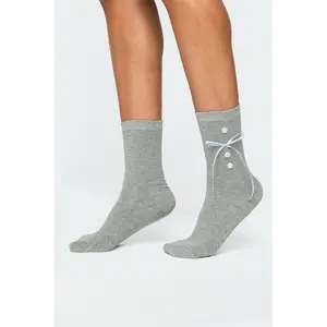 Ribbon & Flower Button Socks