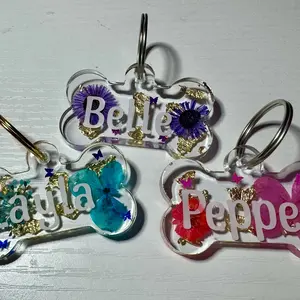 Custom Pet Tag Handmade in Resin Material - Large Bone - Made To Order