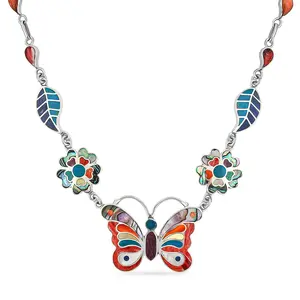 Shop LC Artistry Multi Gemstone 54.00 ctw Rainbow Ema Butterfly Necklace in Sterling Silver 18 Inches