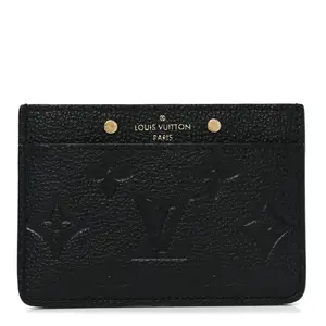 Pre-owned Louis Vuitton Monogram Empreinte Leather Small Leather Goods Empreinte Card Holder Black