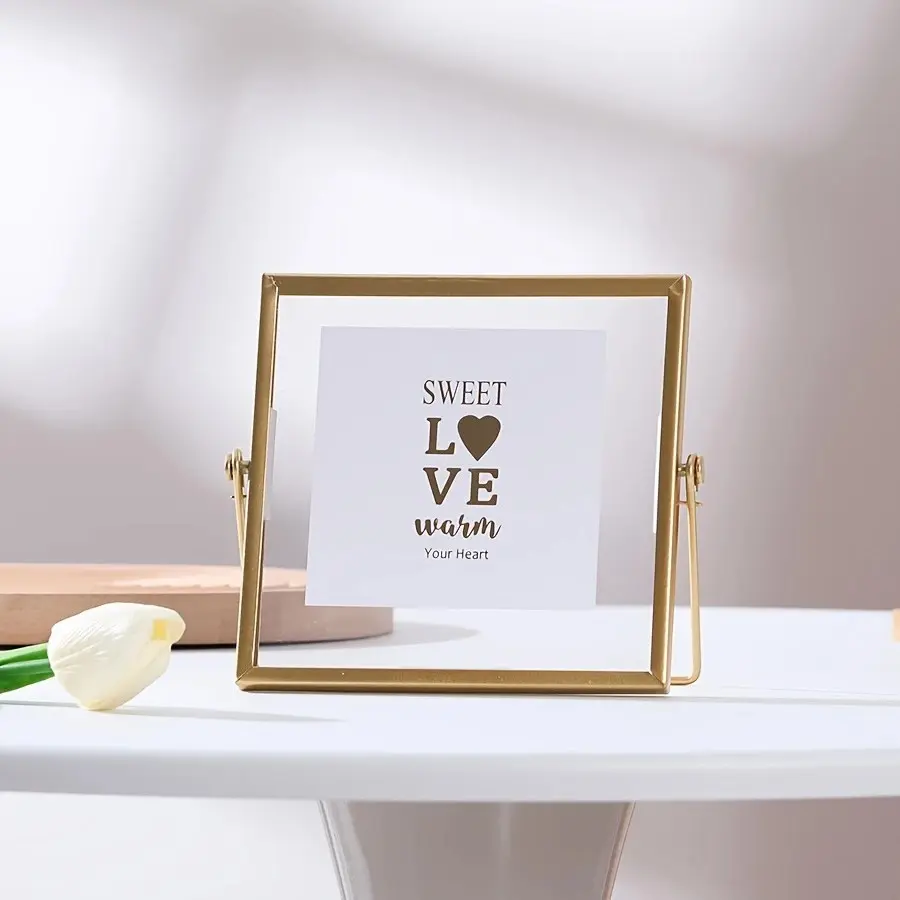 Elegant Metal Photo Frame with Acrylic Transparent Board, 4 Inch Indoor Desktop Decoration Items, Modern Simple Home Decor