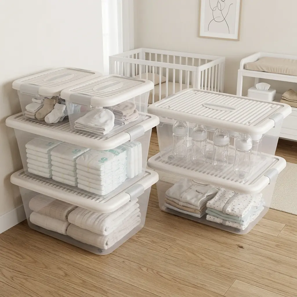 Large Storage Bins with Lids and Wheels, Durable Plastic Organizer Box with Handles, Stackable Rolling Storage Container for Closet, Bedroom, Garage & Home Organization