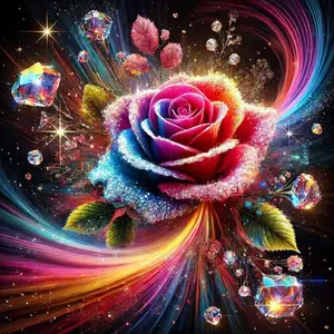 5D DIY Full Drill Round Diamond Painting - Diamond Art Kits Rainbow Rose Mosaics, Canvas - DIY Decorative Painting, Home Wall Decor, Perfect for Valentine's Day, Independence Day, Birthdays, and Anniversaries Gifts.