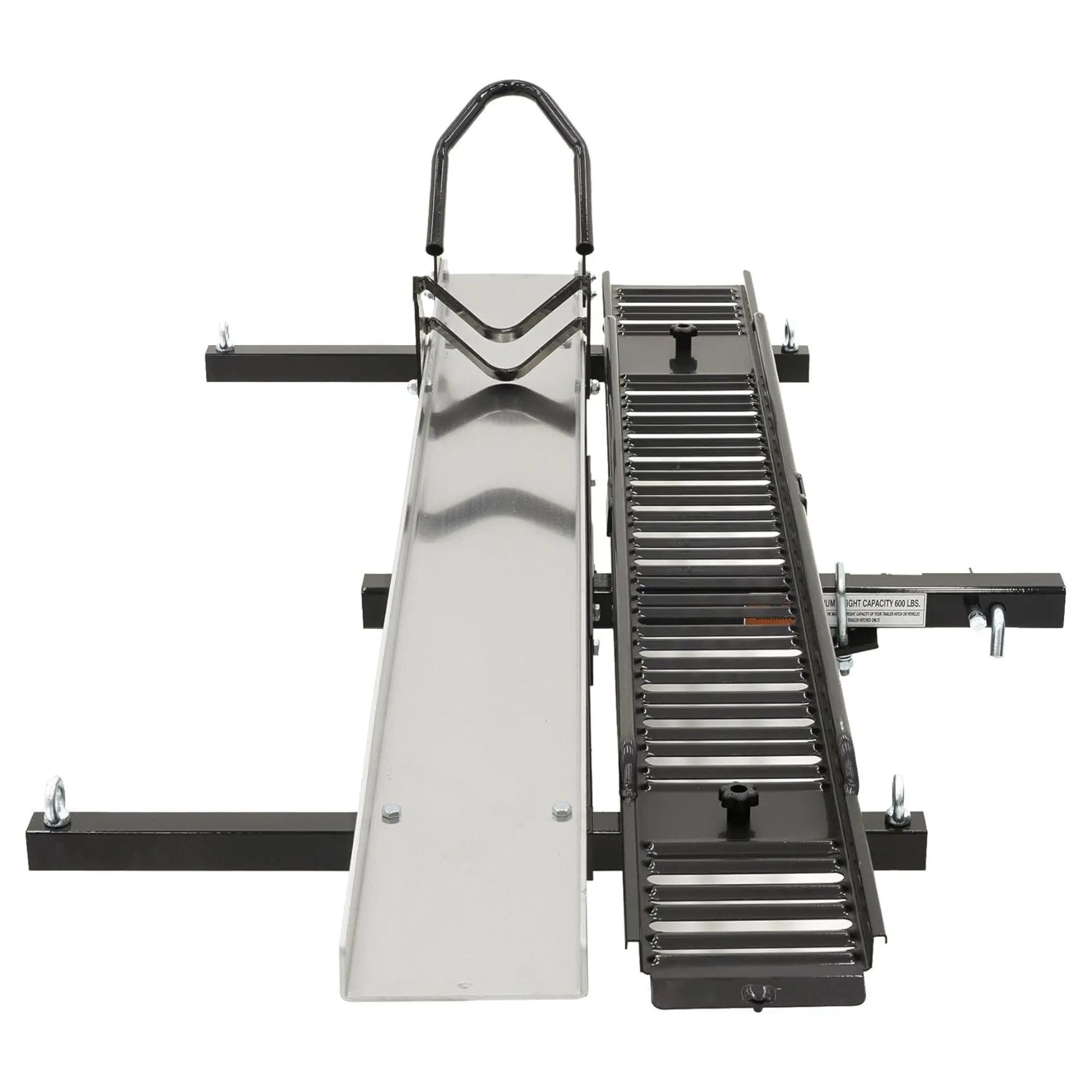 Black Widow Heavy Duty Hitch Mount Motorcycle Carrier, Steel Track & Ramp, Black