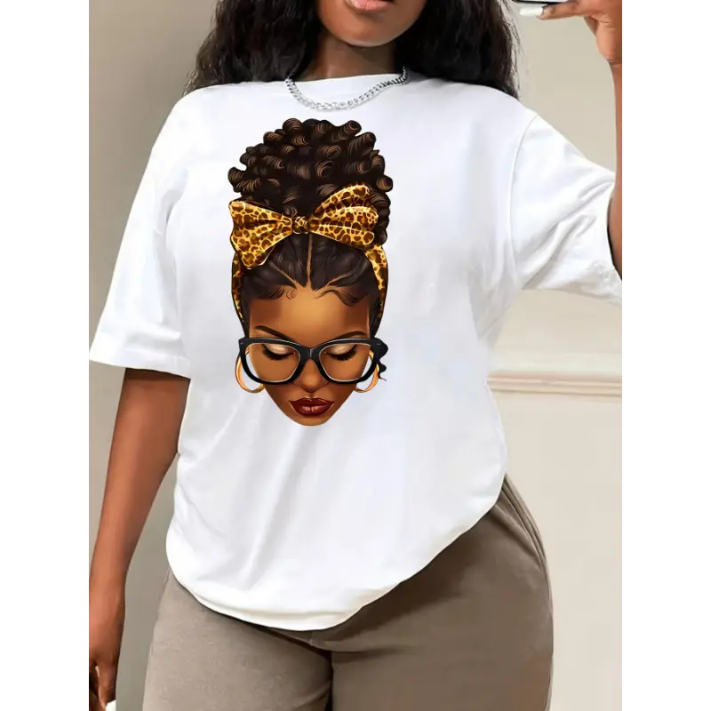 Dopamine Brand MV159048 Orange Short Sleeve Figure Print Casual Crew Neck T-shirt for Spring & Summer Women's Clothing Fabric Spandex Tops Y2K Style Streetwear Womenswear Fit Tshirt Black