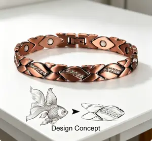 Magnetic Crystal Bracelet Women, Jecanori Pure Copper Wristband, Valentine Fashion Jewelry Gift with Free Sizing Adjustment Tool