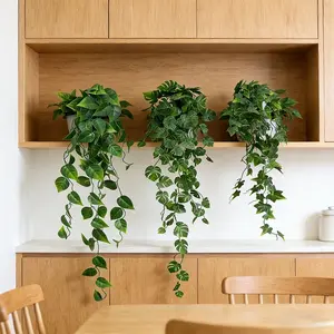 Artificial Hanging Vine Plants in Pots, Decorative Plants for Home and Office, Indoor and Outdoor Garden Shelves, Artificial Hanging Ferns, Artificial Hanging Baskets