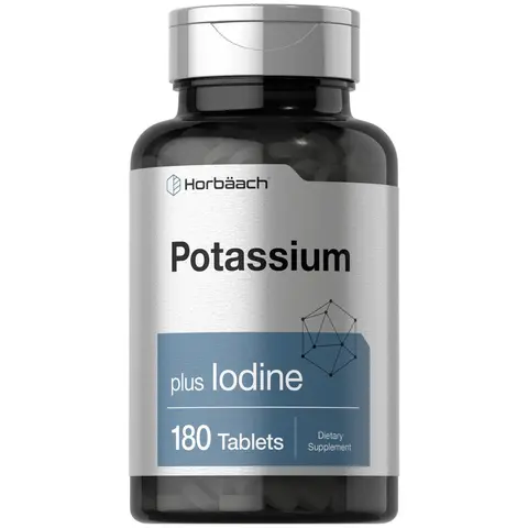 Horbäach Potassium Chloride Supplement | Plus Iodine | 180 Vegetarian Tablets | Non-GMO and Gluten Free