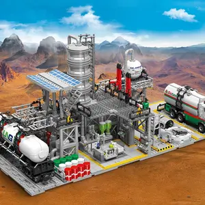 Urban street view building blocks, Stem building blocks, natural gas storage and transportation center laboratory, transportation station, three in one assembly model, building block set, assembly toy, holiday gift, building block decoration