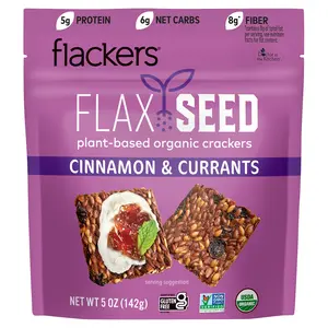 Flackers Flax Seed Crackers, Cinnamon & Currants, 5 oz (142 g)