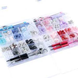 93pcs Soft Ceramic Love Bow Bead Key Ring Bead Pen Acrylic Round Bead Yangmei Ball Combination Can be used for DIY Bead Pen Keychain and other bead set accessories DIY Beading Accessories