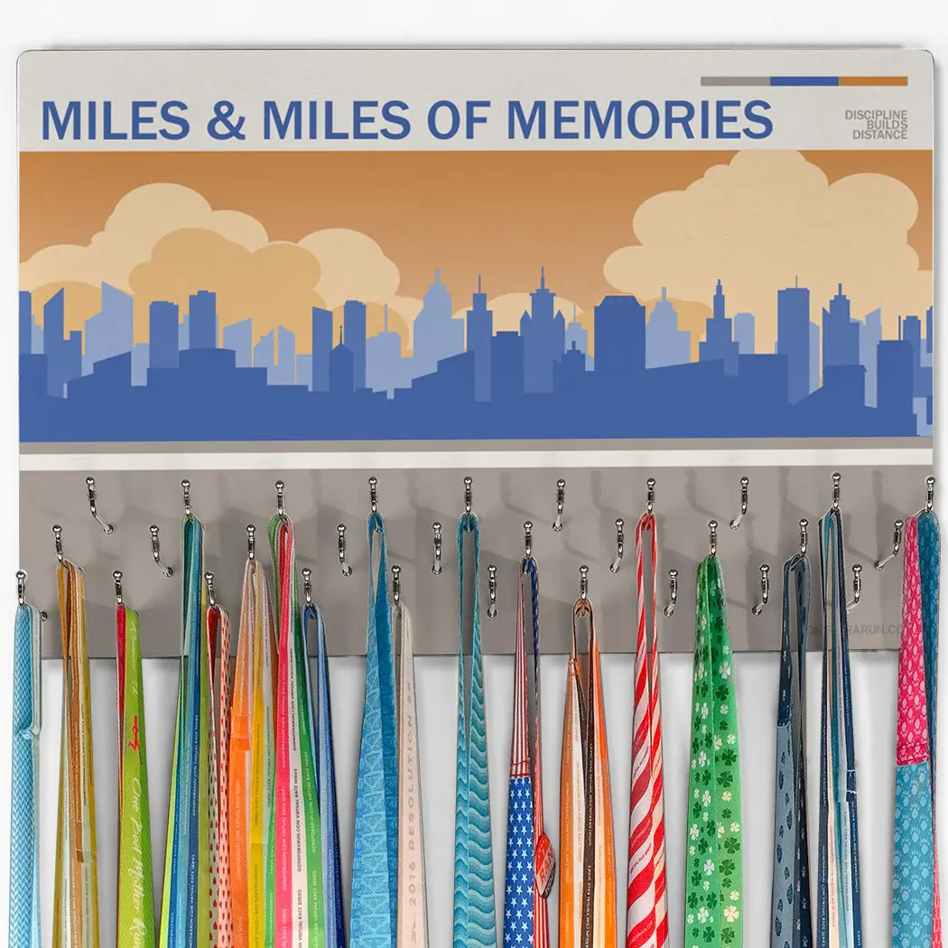 Large Running Medal Hanger Organiser - Home Organizer Hook for Medal Display, Miles of Memories