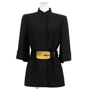 Pre-owned GUCCI Wool Small Leather Goods Silk Jacket