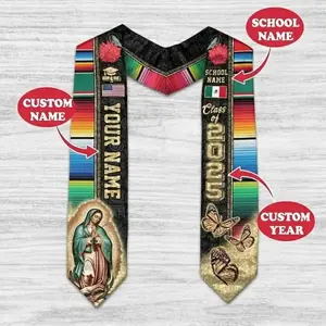 Mexican Graduation Sash Style Graduation Stole Class of 2026 Sash, Custom Graduation Gift for Student , Mixed Flag Graduation Scarf